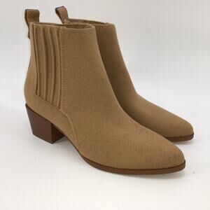 Rothy’s The Western Bootie Ankle Boot Womens 7 Wren Tan Knit Chelsea